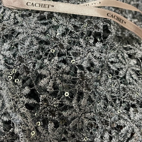 Cachet Light Metallic Blue Lace Sequin Size Small - Picture 7 of 11